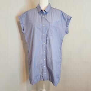 Uniqlo Womens Medium Blue Cotton Shirt Dress Mini Short Sleeve